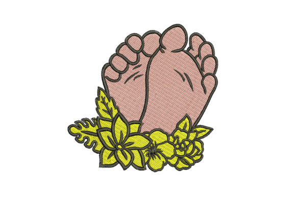 Baby Feet with Flowers: A Charming Embroidery Design for Personalized Baby Gifts