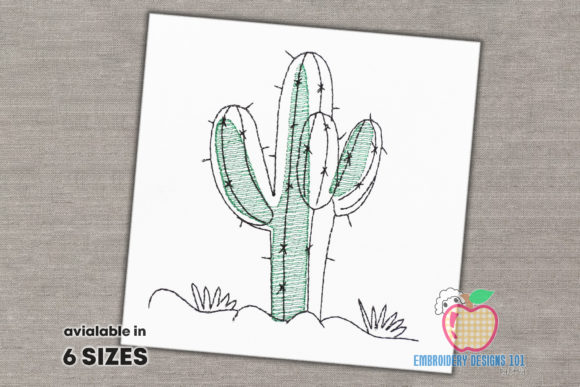 Cactus Plant in Desert Sketch Embroidery Design Review
