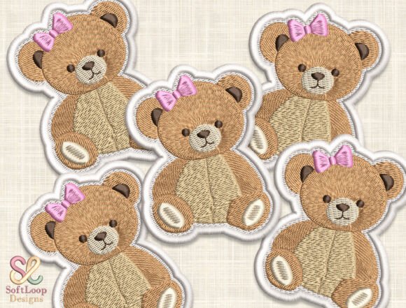 Girl Teddy Bear Patch Embroidery Design Review
