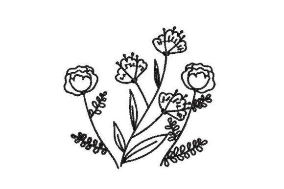 Line Art Flowers: A Seasonal Embroidery Gem