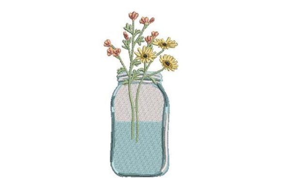 Mason Jar Filled with Flowers Embroidery Review