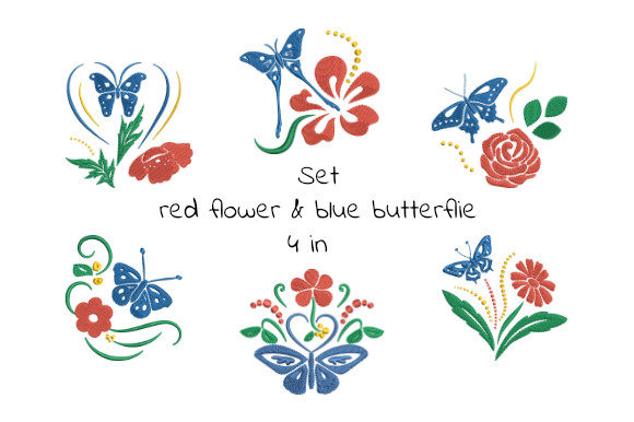 Red Flowers and Blue Butterflies Embroidery Set Review