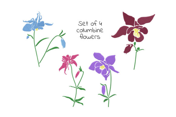 Set of Columbine Flowers: A Designer’s Review for Small Business Embroidery